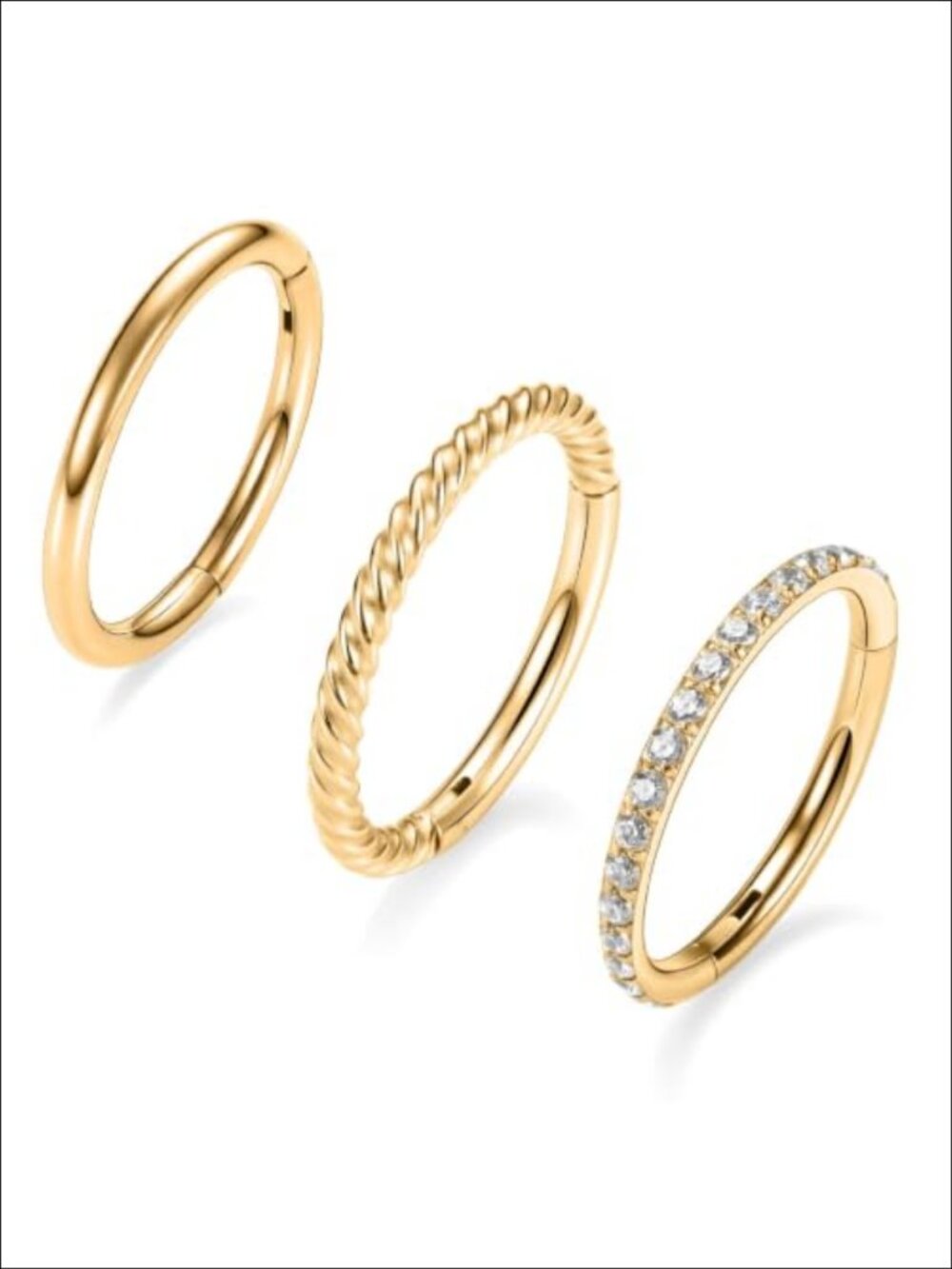 316L Surgical Steel Nose Ring Hoops Set 16G CZ Clicker Body Piercing Jewelry
